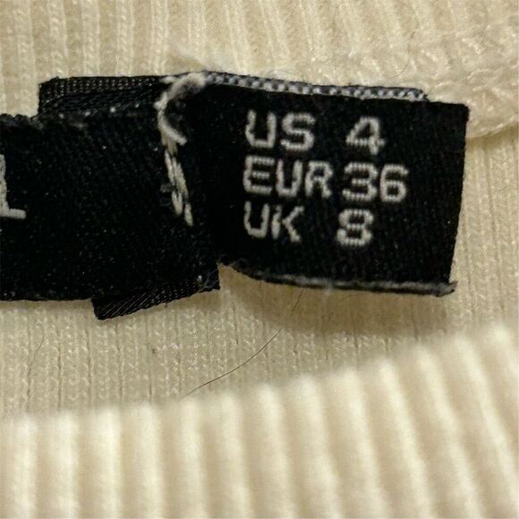 Nasty Gal Women's Beige Ribbed Crop Top Size 4 Casual Spring Tee - Picture 5 of 6